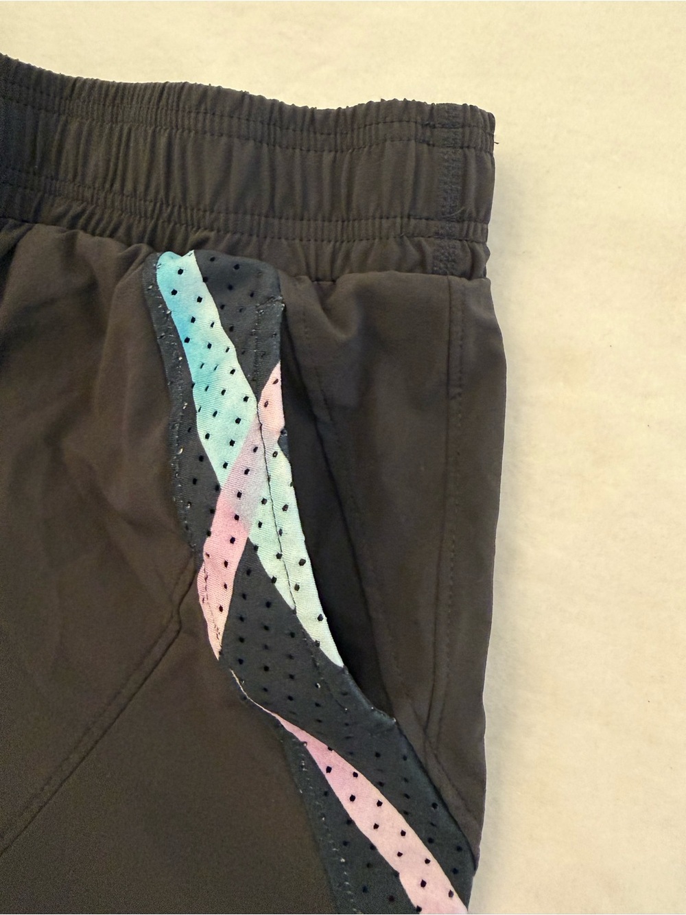 Sofibella Black Women's Active Tennis Shorts side Panel accents in Pastel color - Picture 7 of 7